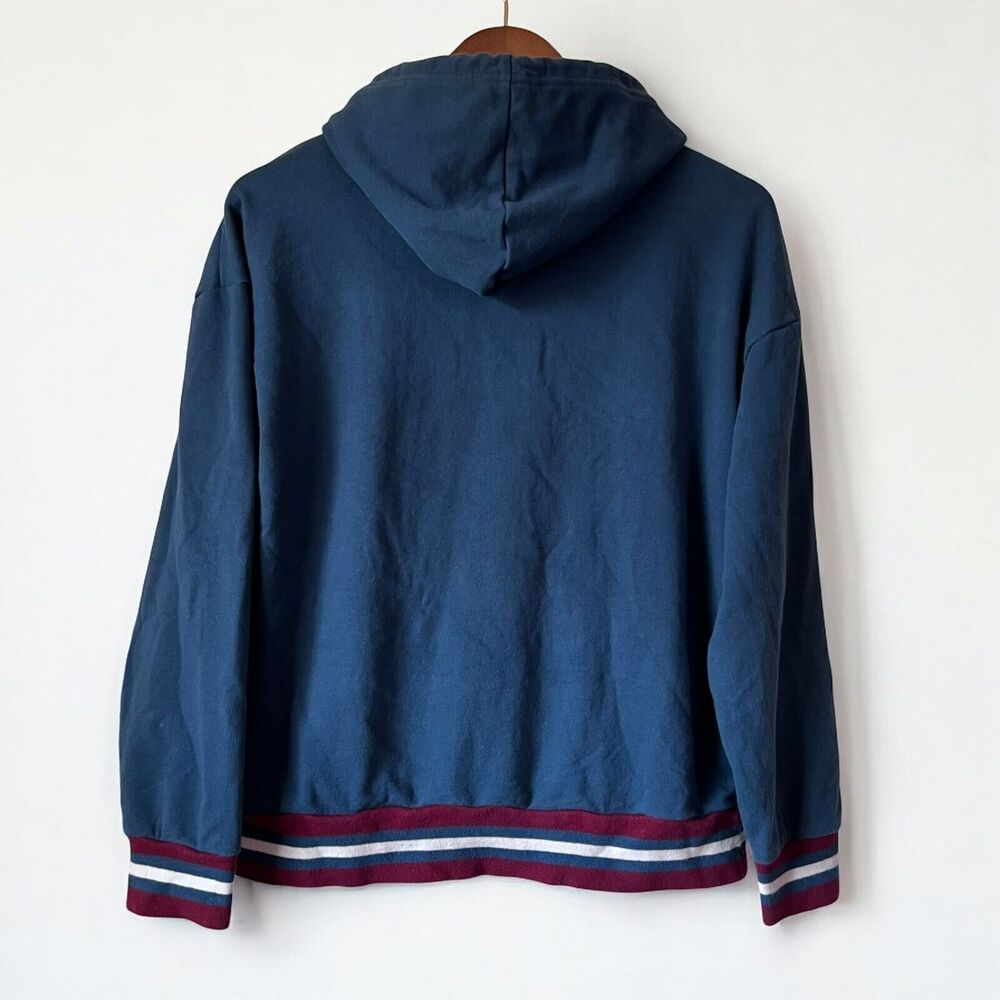 Original Patch Kangaroo Hoodie Sweatshirt Original Use Blue Burgundy Men's Small - Picture 3 of 12
